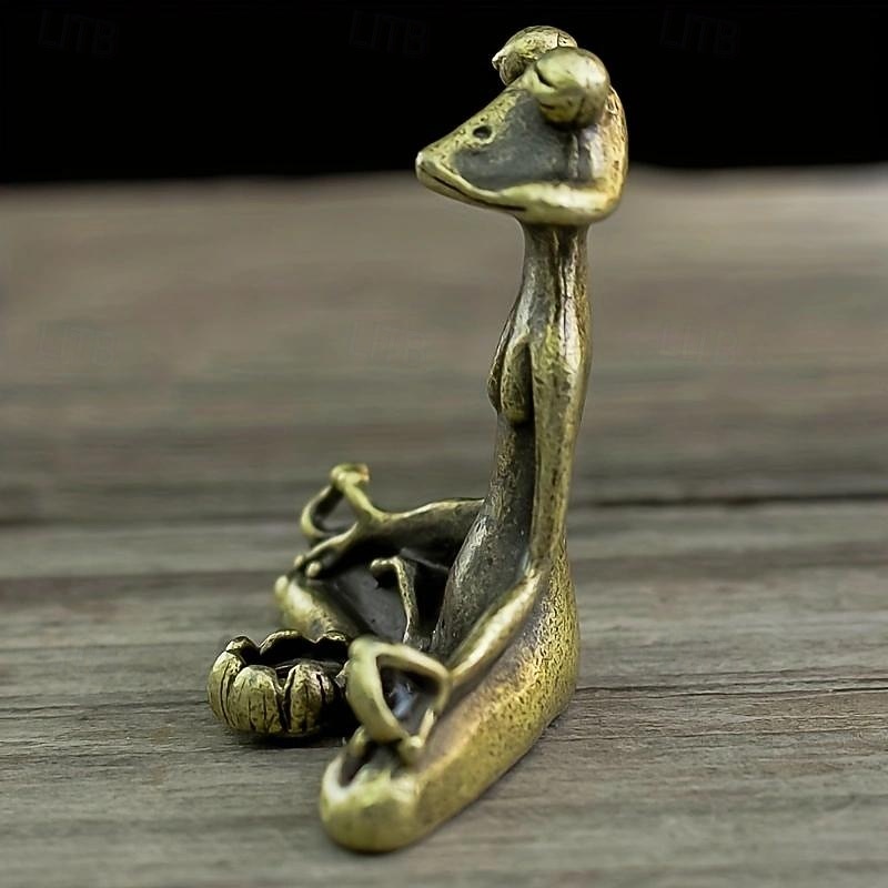 Cute Sitting Frog Statue Incense Holder Yoga Frog Sculpture Home Office Desk Decoration Ornament Gift3