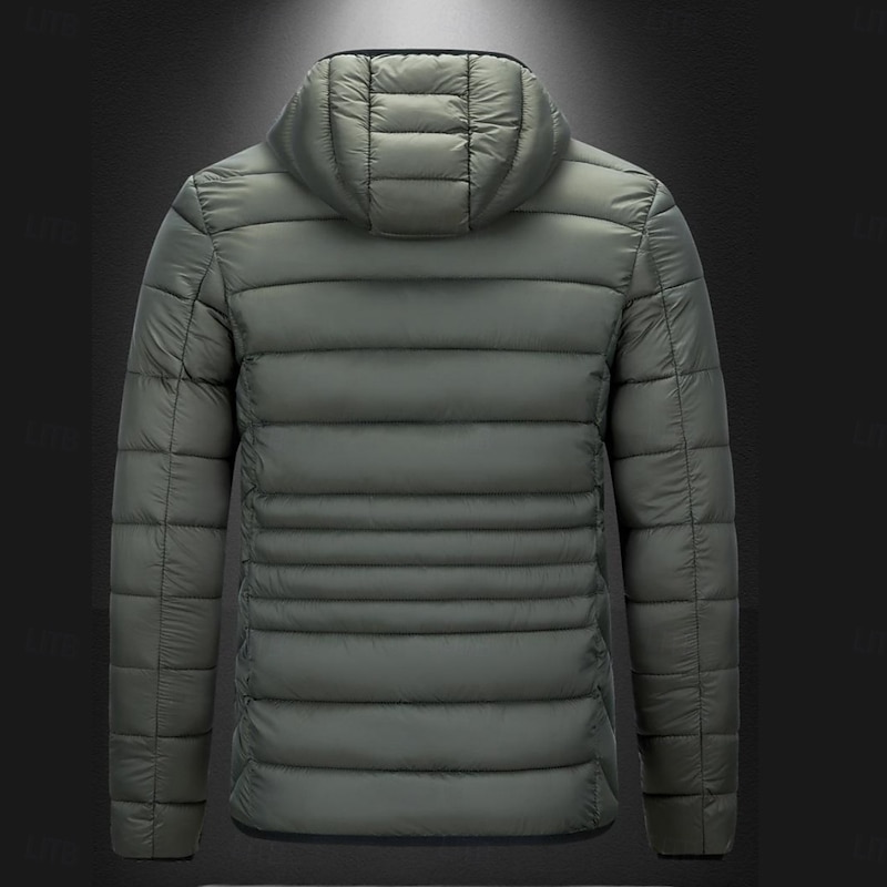 Men's Winter Jacket Puffer Jacket Padded Pocket Hooded Polyster Pocket Outdoor Date Casual Daily Regular Fashion Casual Thermal Warm Windproof Winter Plain Dark Grey Black Red Blue Puffer Jacket2