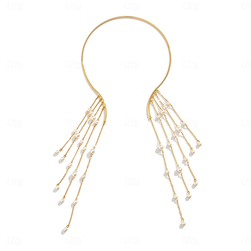Women's Gold Star Cascade Choker Necklace with Elegant Fringe Chains – Statement Jewelry for Special Occasions2
