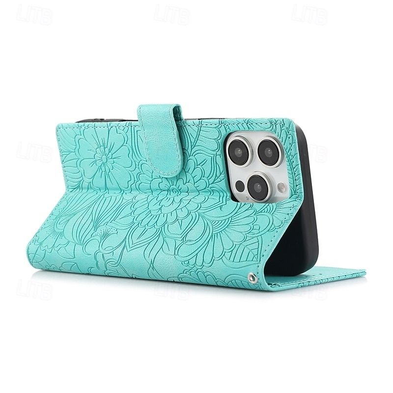 Phone Case For iPhone 17 Pro Max 17 Air 16 15 14 Pro Max Plus 13 12 11 Pro Max Back Cover with Stand Holder with Wrist Strap Card Slot Retro TPU PU Leather3