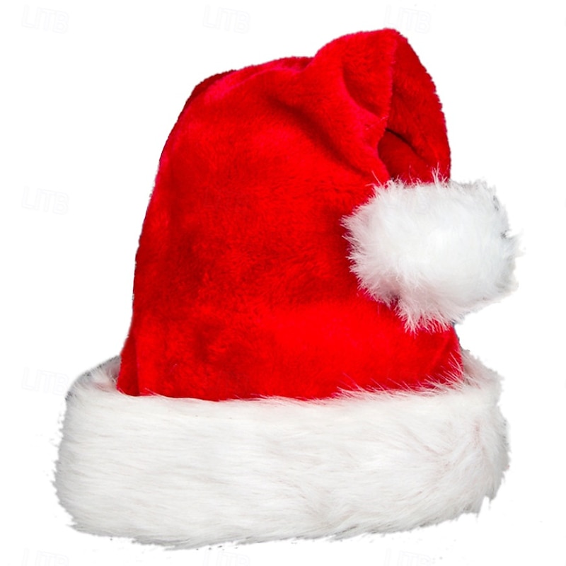 Christmas Santa Hat, Extra Thick Plush Santa Claus Hat with Large Pom Pom, Cozy Holiday Headwear