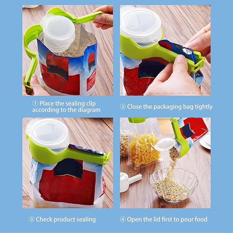 Bag Clips for Food,Food Storage Sealing Clips with Pouring Spouts, Bag Clips for Food,Chip Bag Clips,Plastic Cap Food Clips, Great for Organizing and Storing Food in the Kitchen4