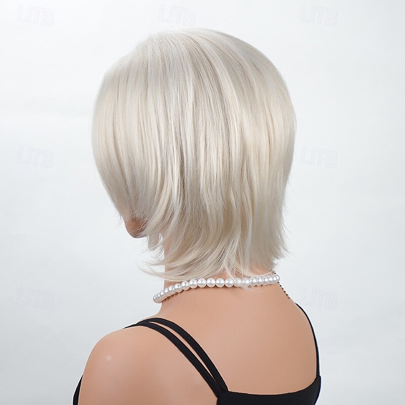 Short Blonde Wigs for Women Bob Wig Natural Straight Wig Side Part Hair for Daily Party Cosplay