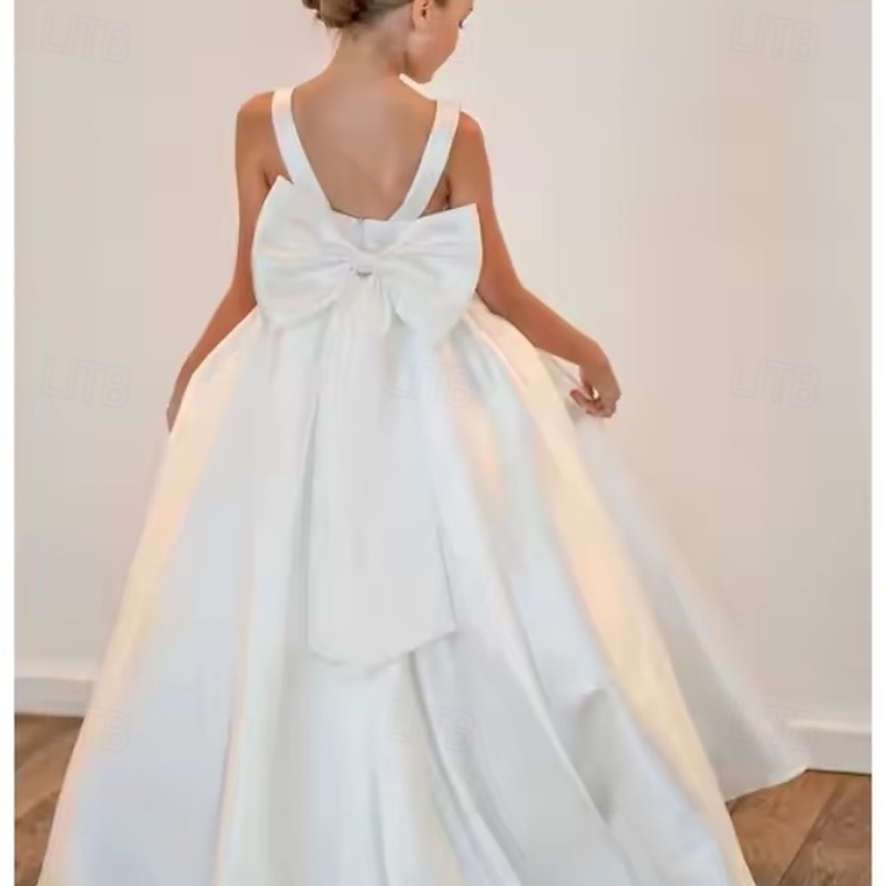 Kids Girls' Party Dress Solid Color Sleeveless Performance Mesh Princess Sweet Mesh Mid-Calf Sheath Dress Tulle Dress Summer Spring Fall kids White Pink4