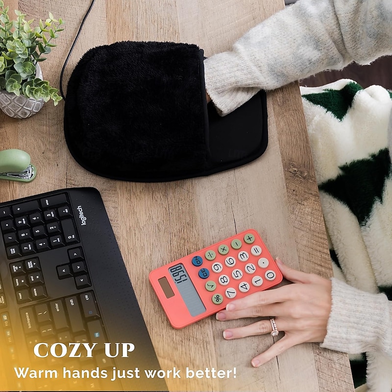USB Heated Mouse Pad Hand Warmer 3 Temperatures/Time Limits Controller Included Works with All PC Mice Makes a Great Gift2