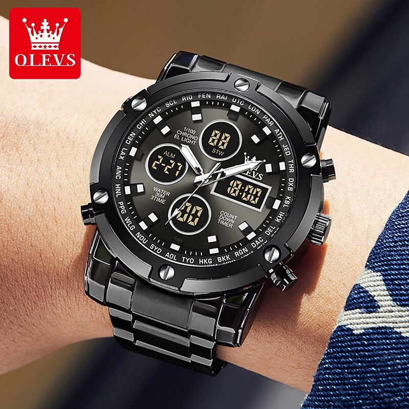 OLEVS 1106 Men's Watch Luxury Brand Quartz Watch Trend Sports Alarm Clock LED Display Waterproof Timing Code Watch Men's Watch4