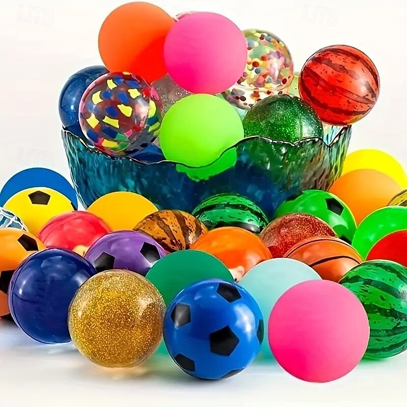 100-pack 100-Pack Premium Non-Feathered Rubber Bouncy Balls Assorted Colors & Patterns for Party Favors Gifts & Halloween Treats3