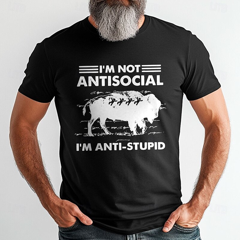 Men's Letter Printed Funny T Shirt Tee Top 100% Cotton Short Sleeve Graphic Shirt Black Army Green Dark Blue Comfortable Tee Vacation Street Fashion Designer Clothing