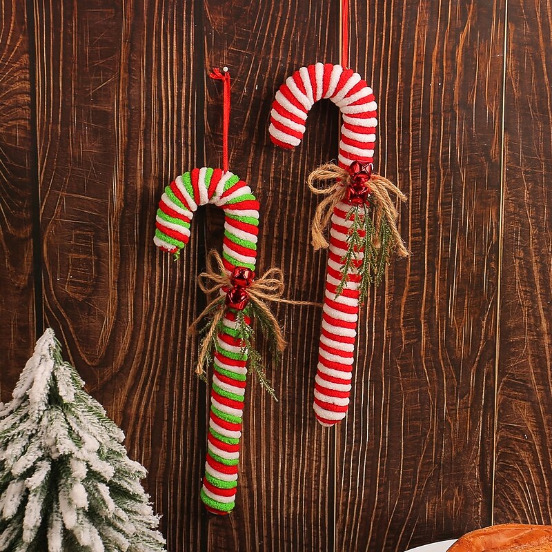 Christmas Peppermint Candy Cane Ornaments, Red and White Striped Bent Hook Hanging Decorations, Festive Xmas Tree Decor Props for Holiday Parties3