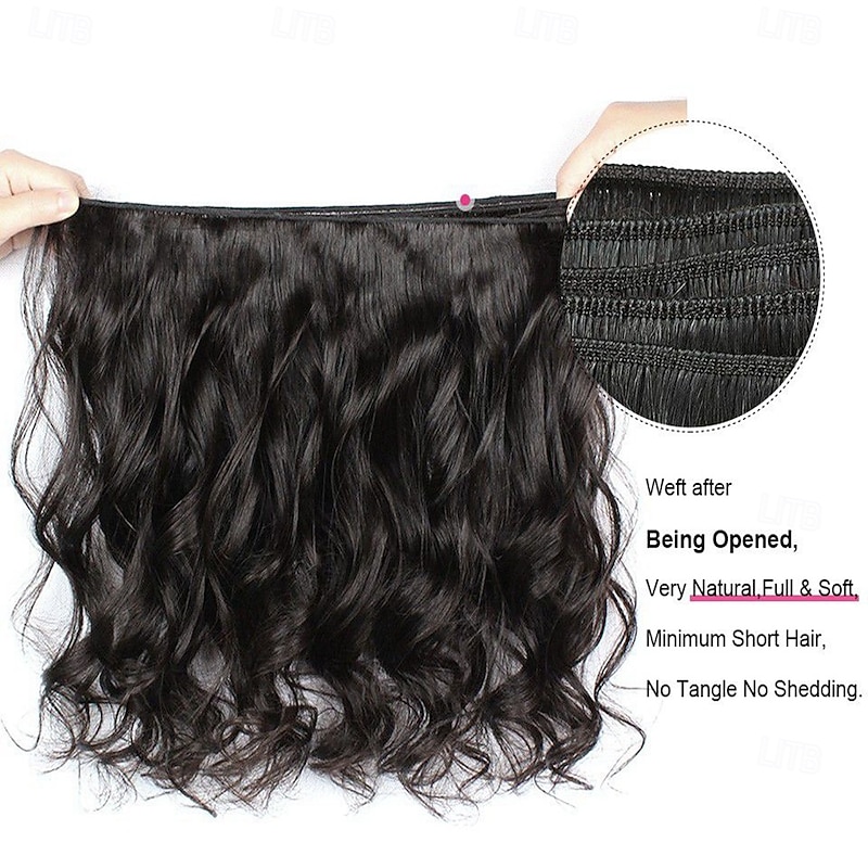 Loose Wave Human Hair Weave Extension 3 Bundles With Closure 4x4 Lace Closure hair4