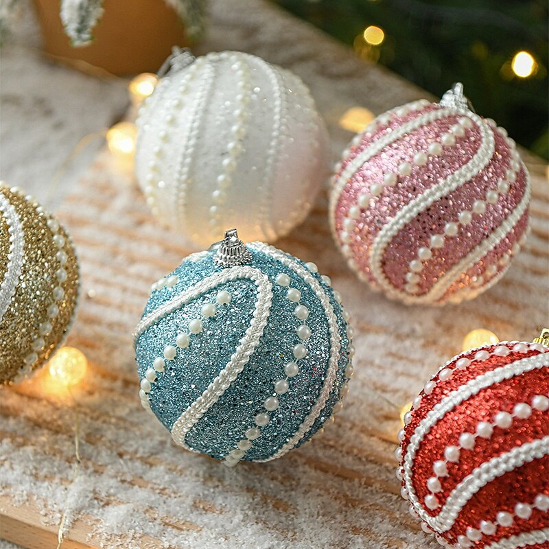 1pc Christmas Ball Ornament 8cm Glitter Baubles for Xmas Tree, Colorful Hanging Decorations for Holiday Décor3