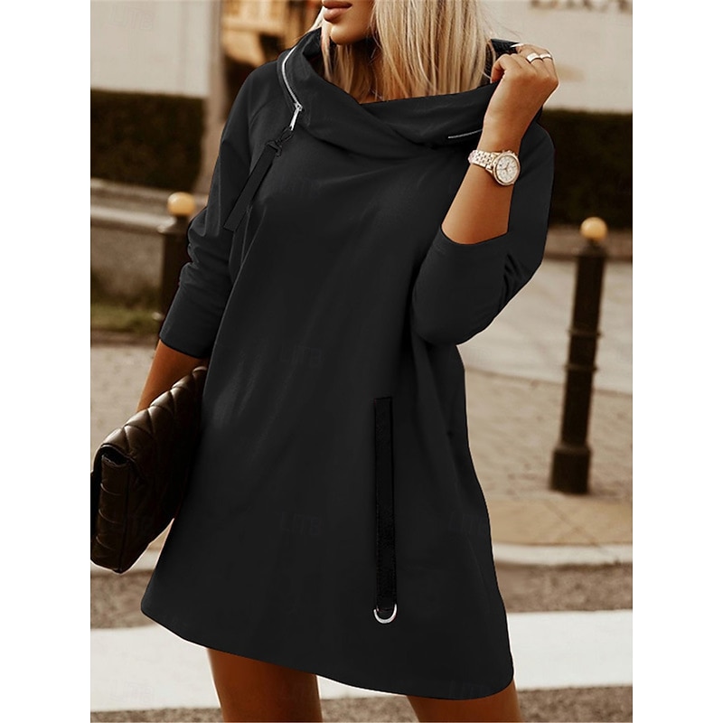 Women's Hoodie Sweatshirt Casual Plain Street Dailywear Hoodie Zipper Long Sleeve Black Red Army Green Fall Winter4