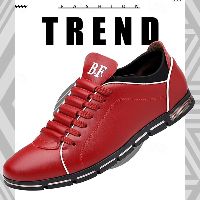 Men's Red Casual Sneakers – Stylish Faux Leather, Lace-Up Design, Comfortable Everyday Footwear3