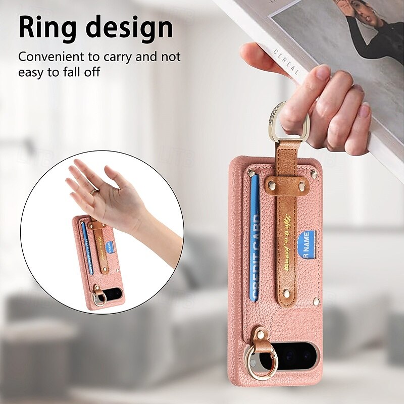 Phone Case For Pixel 9 Pro XL Pixel 8 Pro Pixel 8 Pixel 9 Pixel 7 Pixel 7 Pro Pixel 6 Pixel 6 Pro Back Cover with Stand Holder with Wrist Strap Card Slot Retro TPU PU Leather3
