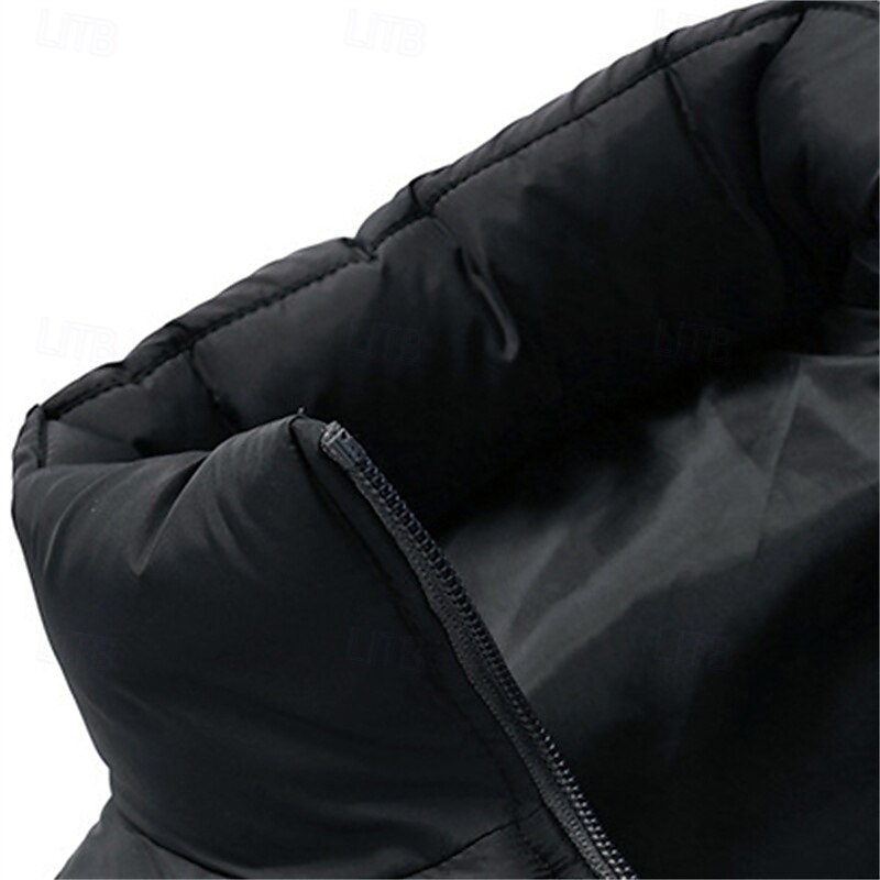 Men's Puffer Vest Gilet Quilted Vest Daily Date Vacation Fashion Casual Fall & Winter Zipper Pocket Polyester Warm Comfortable Color Block Zipper Stand Collar Regular Fit Orange Light Grey Dark Gray 5