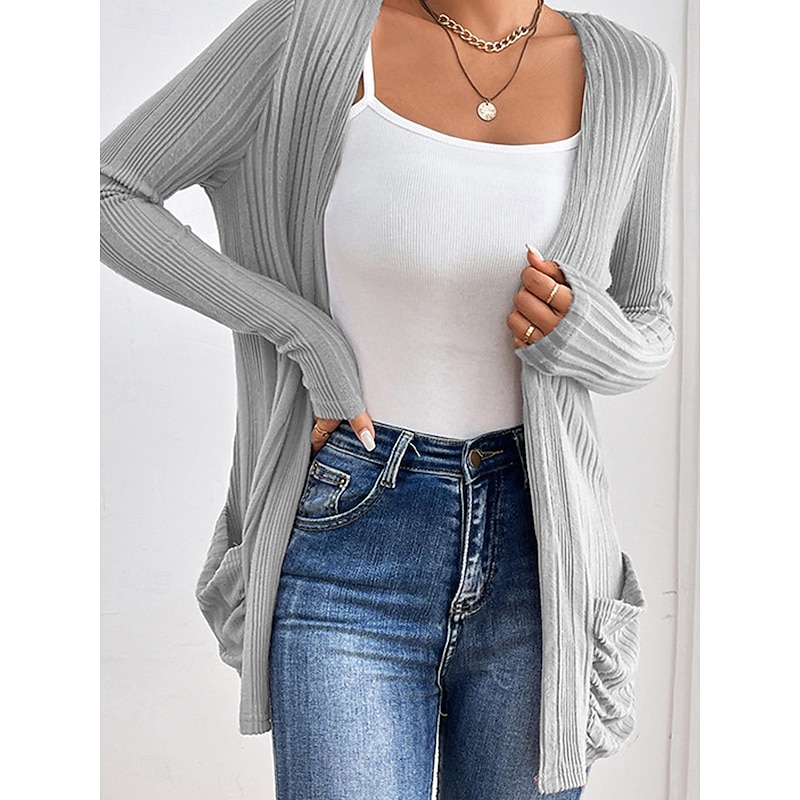 Women's Coat Outdoor Street Daily Wear Fall Winter Regular Coat Regular Fit Thermal Warm Breathable Stylish Casual Jacket Long Sleeve Plain with Pockets Black Pink Green2