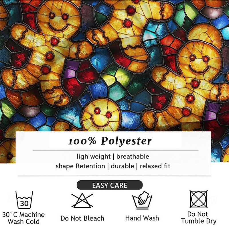 Christmas Men's Gingerbread Shirt Button Up Shirt Long Sleeve Casual Party Evening Wear Daily Fall Winter Spring & Summer Shirt Collar Button Up 3D Print White Yellow Red Green Coffee3