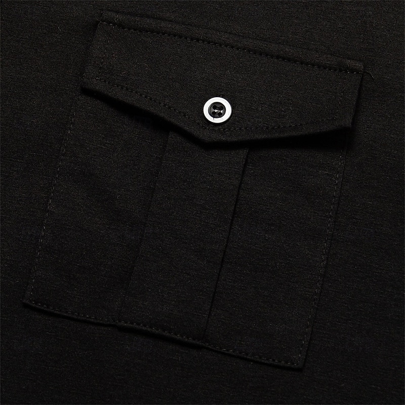 Men's Polo Shirt Golf Shirt Casual Sports Lapel Long Sleeve Fashion Basic Plain Button Pocket Spring &  Fall Regular Fit Army Green Black White Red Navy Blue Dark Green Polo Shirt4