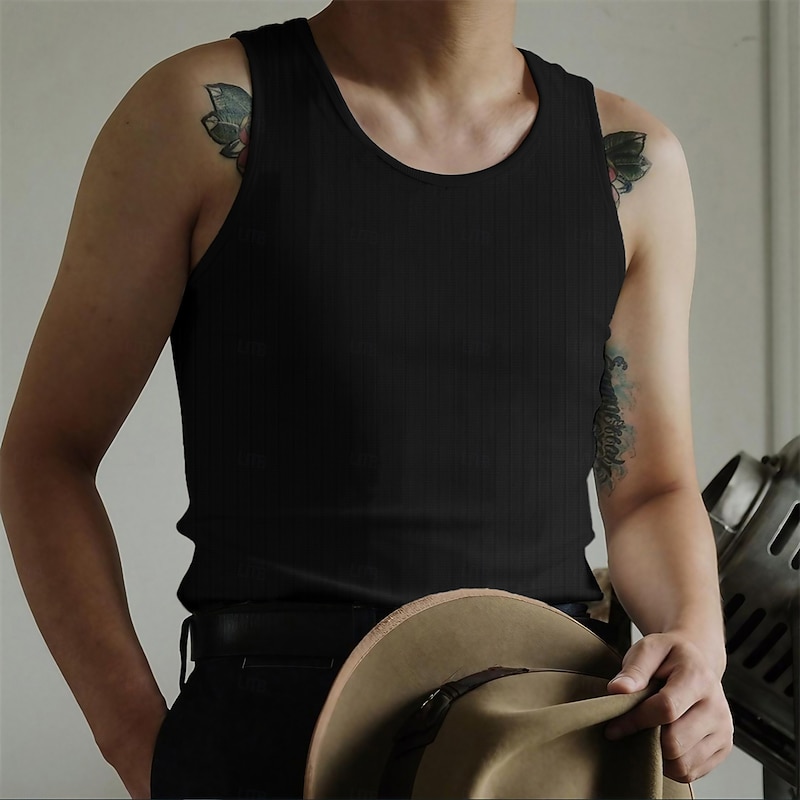 Men's Tank Top Vest Top Undershirt Sleeveless Shirt Sleeveless Crew Neck Summer Solid Color Fashion Casual Comfortable Street Daily Holiday Black White Gray Top Tee for Men2