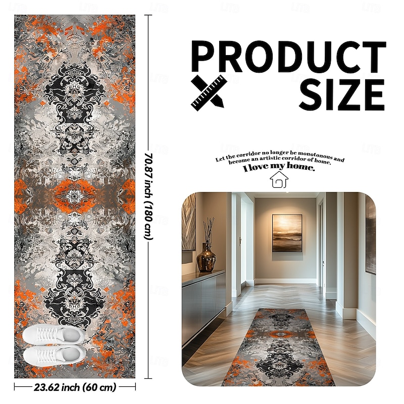 Vintage Boho Shaggy Hallway Runner Rug Soft, Non-Slip Washable Entryway Mat, Farmhouse Kitchen, Bathroom, Bedroom Area Carpet2