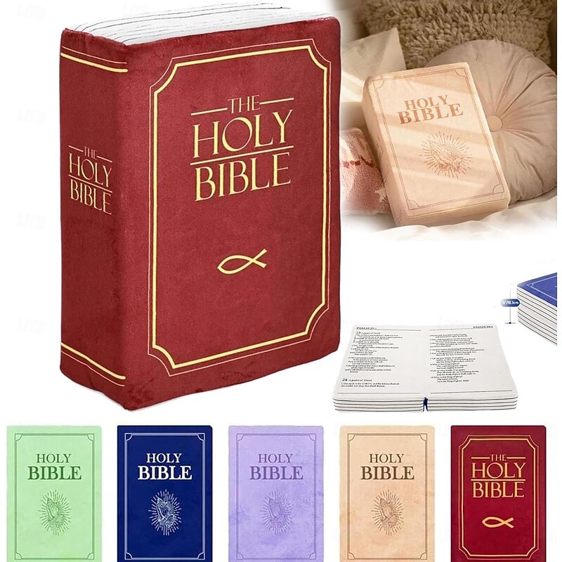 Holy Bible Pillow Book Plush That Opens Bible Verse Pillow Soft Plushies Book Pillow Bible Gifts for Mom Bible Toys for Kids Christian Gifts for Kids Children Women