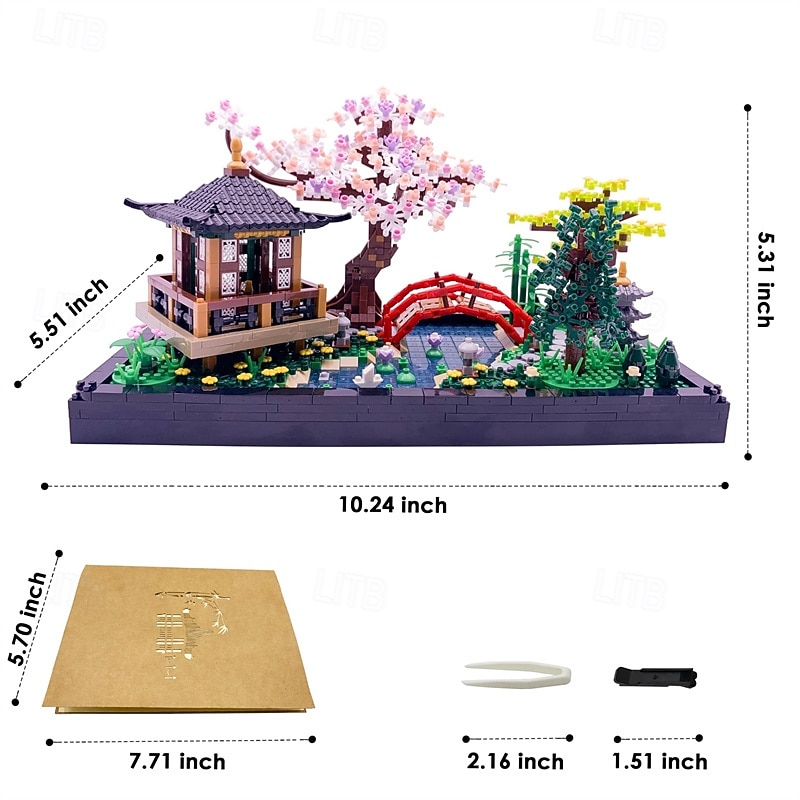 Micro Building Blocks SetsChinese Zen Garden Architecture and Cherry Blossom Bonsai Tree Building Toys for AdultsJapanese Sakura House ModelCreative Mini Bricks Gift for Kids 142280 PCS4