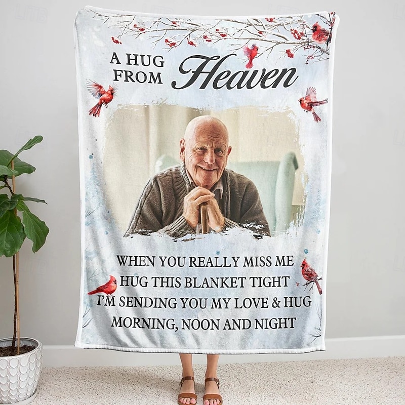 A Hug from Heaven Personalized Memorial Blanket Soft and Cozy Customized Memorial Throw Thoughtfully Designed for Comfort and Remembrance Ideal as a Heartfelt Gift or Keepsake3