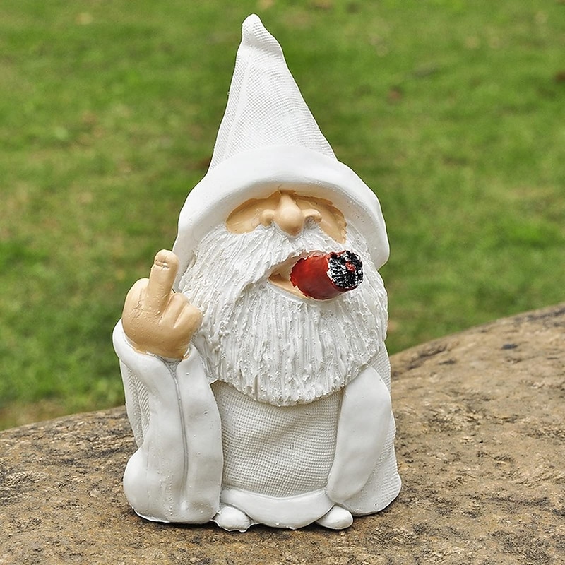 Garden Gnome Polyresin Figures Decoration Cheeky Garden Gnomes Gnomes, Smoking Gnome Sculpture Funny Garden Gnomes Weatherproof3