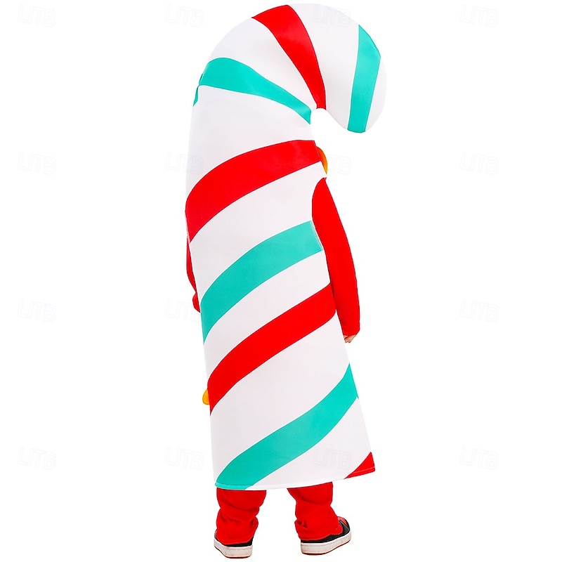 Candy Cane Christmas Pajamas Boys' Girls' Cosplay Costume Kid's Christmas New Year Christmas Party Onesie3