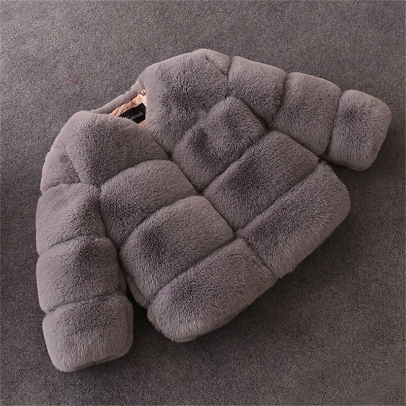 Kids Girls' Faux Fur Coat Solid Color Cute School Coat Outerwear 4 years+ Fall White Pink Red4