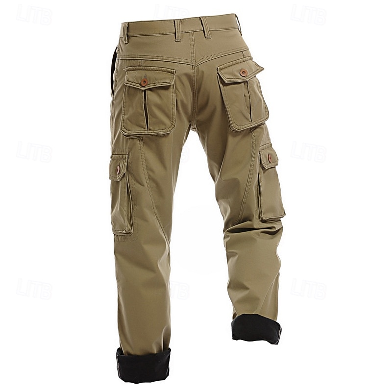 Men's Outdoor Pants Cargo Pants Hiking Pants Trousers Fleece Lined Pants Military Spring Outdoor Regular Fit Warm Breathable Pants / Trousers Black Army Green Hunting Climbing Camping / Hiking3