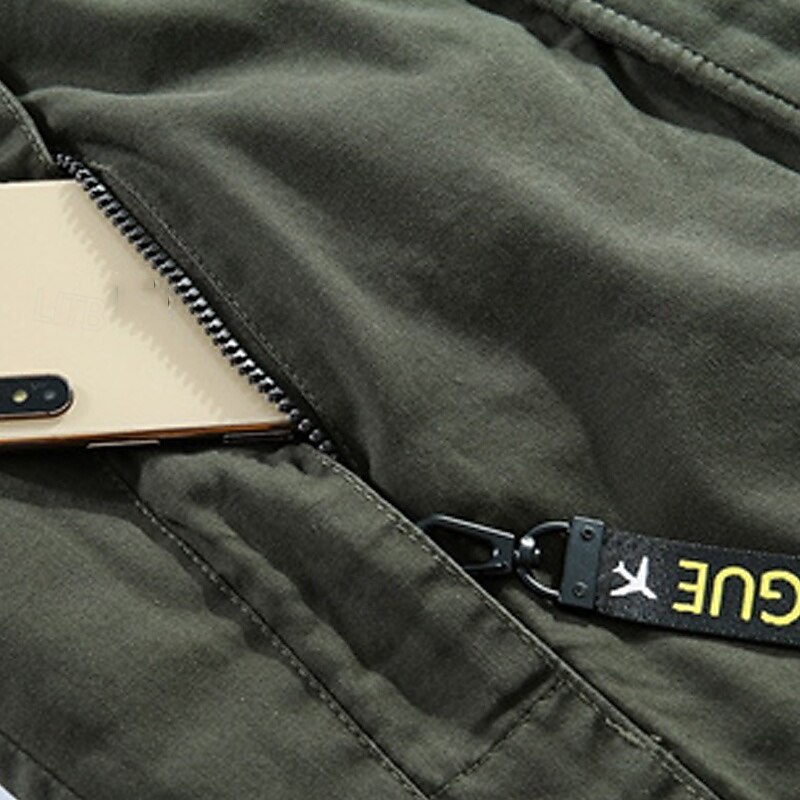 Men's Fleece Jacket Outdoor Fleece Lining Windproof Hiking Outfits Hiking Clothes Winter Autumn / Fall Windbreaker Solid Color Black Army Green Khaki4