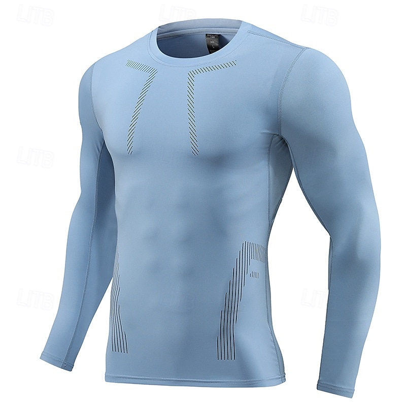 Men's Running T-Shirt Compression Shirt Long Sleeve Tee Tshirt Casual Athleisure Fall Graphic Quick Dry Breathable Gym Workout Walking Jogging Sportswear Activewear Black Dark Gray Light Grey3