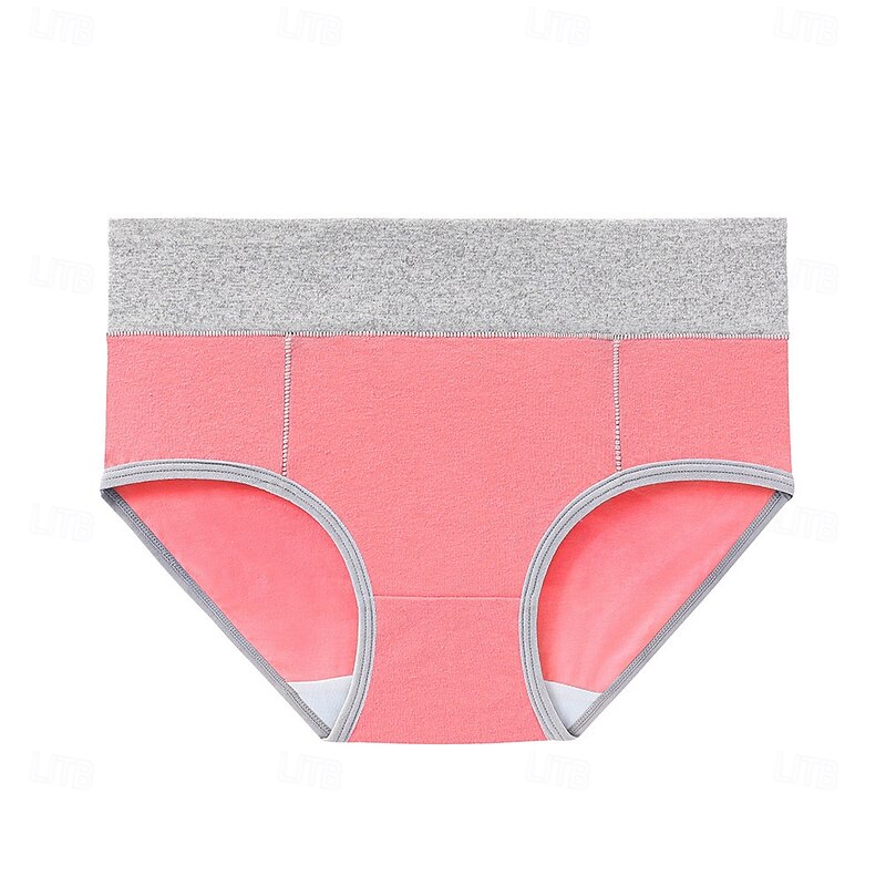 Women's Basic Panties 1 PC Underwear Simple Classic Pure Color Mid Waist Plus Size Gender Neutral Light Blue Black White M L XL Home Outfits3