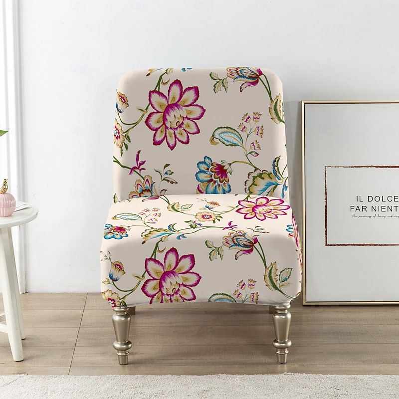 Velvet Accent Chair Covers Luxury High Stretch Armless Chair Slipcovers for Large Chairs, Removable Furniture Protector for Living Dining Room Hotel4