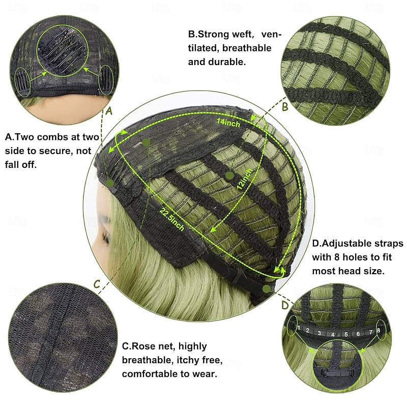 Short wavy Wigs for Women Wig with Bangs for Women Short Bob Wig Colorful Medium Length Wig Pastel Colored Cosplay Wig Synthetic Costume Wigs Christmas Party Wigs4