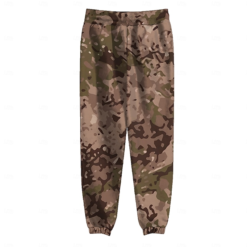 Men's Camo / Camouflage Fleece Sweatpants Drawstring Elastic Waist Vintage Casual Outdoor Street Dailywear Pocket Thermal Winter 3D Print Red Yellow Blue4