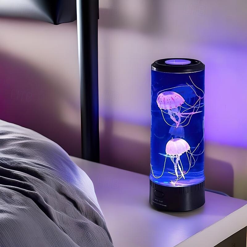 Jellyfish Lava Lamp, 7-Color Changing Mood Lamp with Moving Fish Aquarium Artificial Tank for Sensory Rooms & Home Decor4