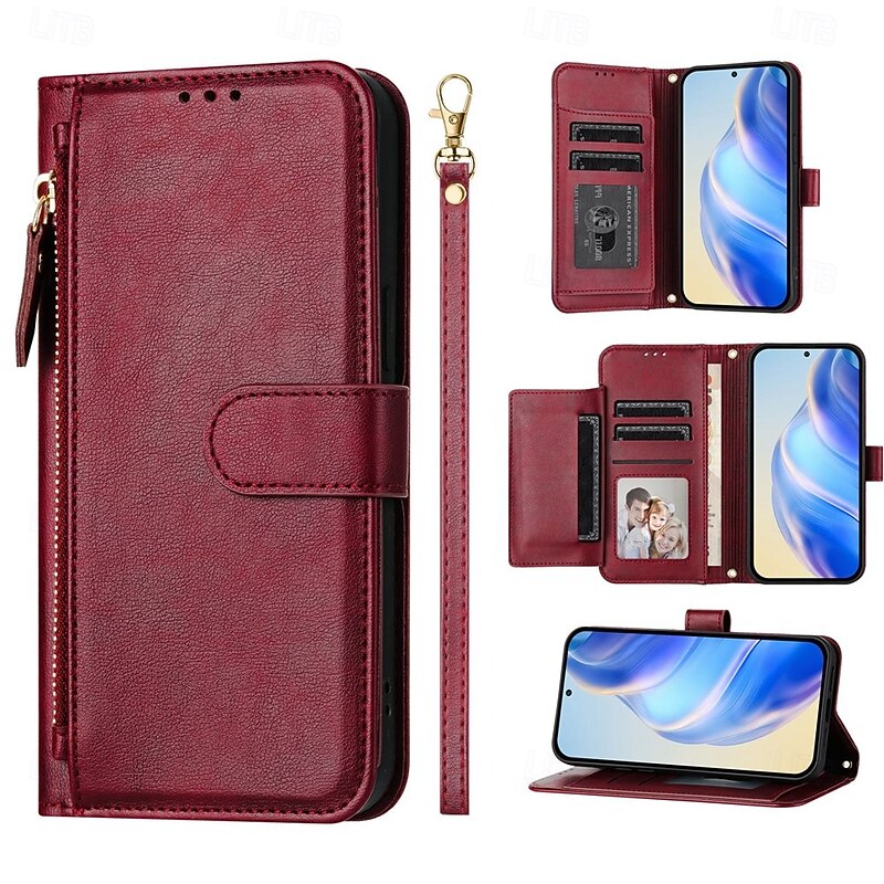 Phone Case For Google Pixel 9 Pro Pixel 9 Pro XL Pixel 8 Pro Pixel 8 Pixel 9 Pixel 7 Pixel 7 Pro Pixel 6 Pixel 6 Pro Wallet Case with Stand Holder Zipper Full Body Protective Retro TPU PU Leather3