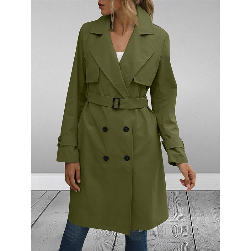 Women's Coat Outdoor Street Daily Wear Fall Winter Regular Coat Regular Fit Thermal Warm Breathable Stylish Casual Jacket Long Sleeve Plain with Pockets Black Army Green Red 10