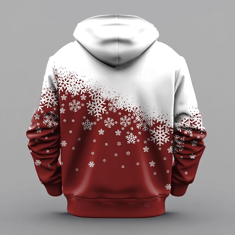 Christmas Men's Christmas Scene 3D Hoodies Snowflake Fashion 3D Print Party Holiday Vacation Hoodies Red Hooded Zipper Drawstring Fall Winter Designer shirt2