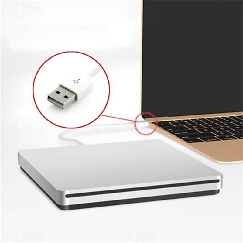 External DVD Burner Drive USB 3.0 Type-C Optical Drive Slim Slot-in CD DVD RW Burner Player USB C Superdrive for Window4
