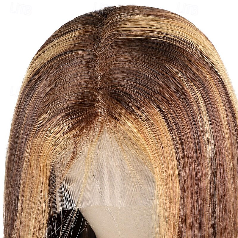 4*4 Lace Wig Piano Color P4/27 Straight Front Lace Human Hair 150% Density4