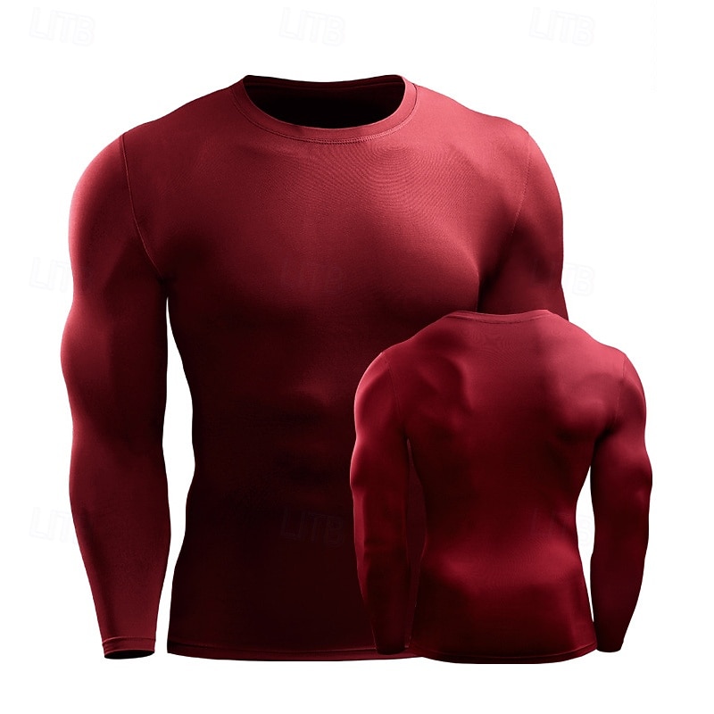 Men's Running T-Shirt Long Sleeve Tee Tshirt Casual Athleisure Fall Solid Colored Quick Dry Breathable Gym Workout Walking Jogging Sportswear Activewear Fluorescence+Green Black White2