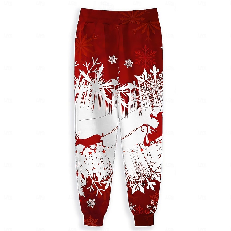 Christmas Men's Christmas Scene Printed Sweatpants Santa Claus Elk Fashion Casual Joggers Trousers Pocket Mid Waist Drawstring Elastic Waist Party Evening Dailywear Spring Fall Winter 3D Print3