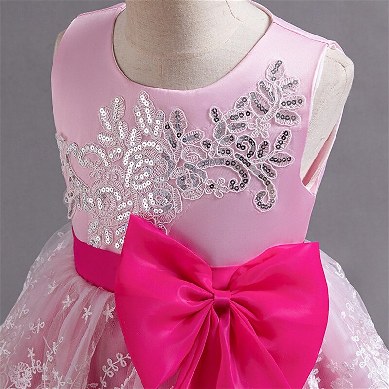 Kids Girls' Cosplay Dress Party Dress Color Block Sleeveless Performance Christmas Mesh Backless Patchwork Beautiful Sweet Polyester Maxi Party Dress Swing Dress Tulle Dress Winter 4-12 Years Red4