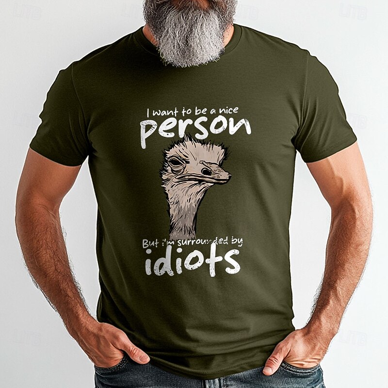 Men's Animal Letter Printed Funny T Shirt Tee Top 100% Cotton Short Sleeve Graphic Shirt Black Army Green Dark Blue Comfortable Tee Vacation Street Fashion Designer Clothing2