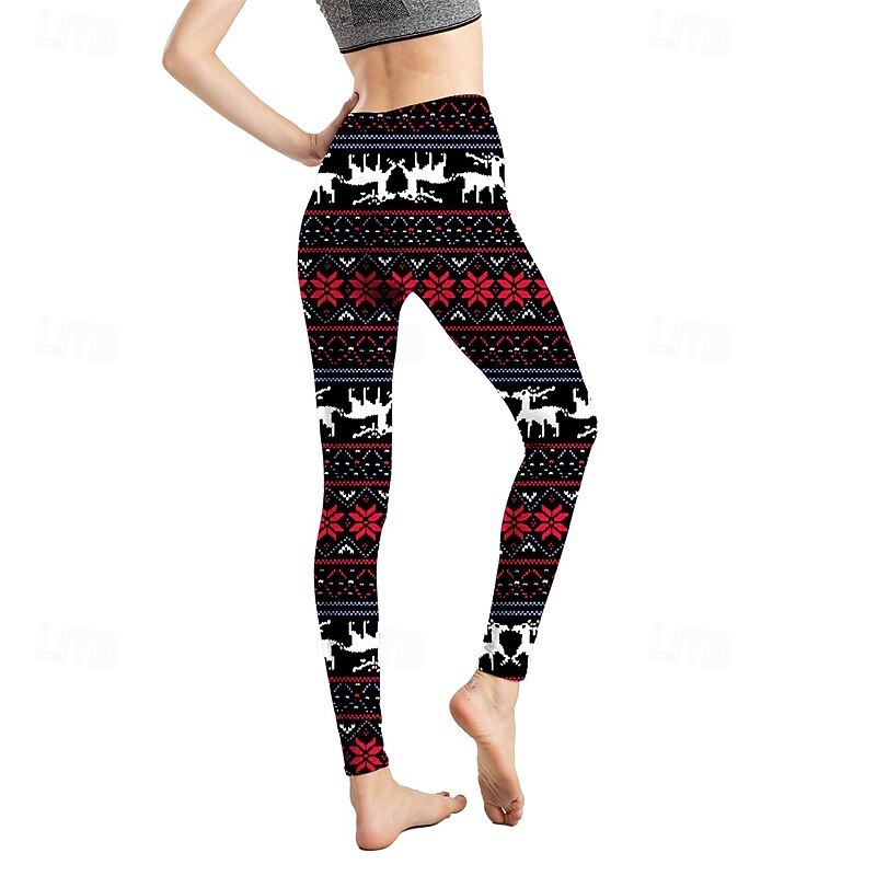 Women's Christmas Leggings Butt Lift Tummy Control High Waist Pilates Gym Workout Workout Tights Graphic Christmas 1# 2# 3# Fall Winter Sports Activewear Stretchy Slim3
