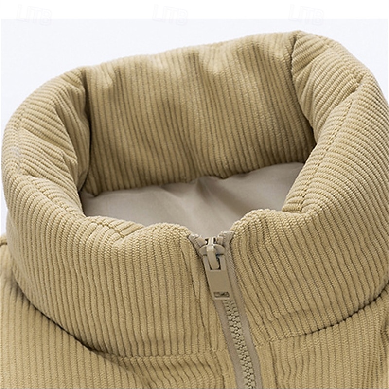 Men's Puffer Vest Gilet Quilted Vest Daily Date Vacation Fashion Casual Fall & Winter Pocket Polyester Warm Comfortable Solid Color Zipper Stand Collar Regular Fit Black Purple Green Khaki Vest4