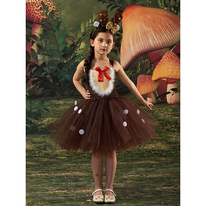 Reindeer Outfits Tutu Santa Suits Girls' Cosplay Costume Kid's Christmas New Year Christmas Eve Christmas Party Dress Headpiece Gloves2